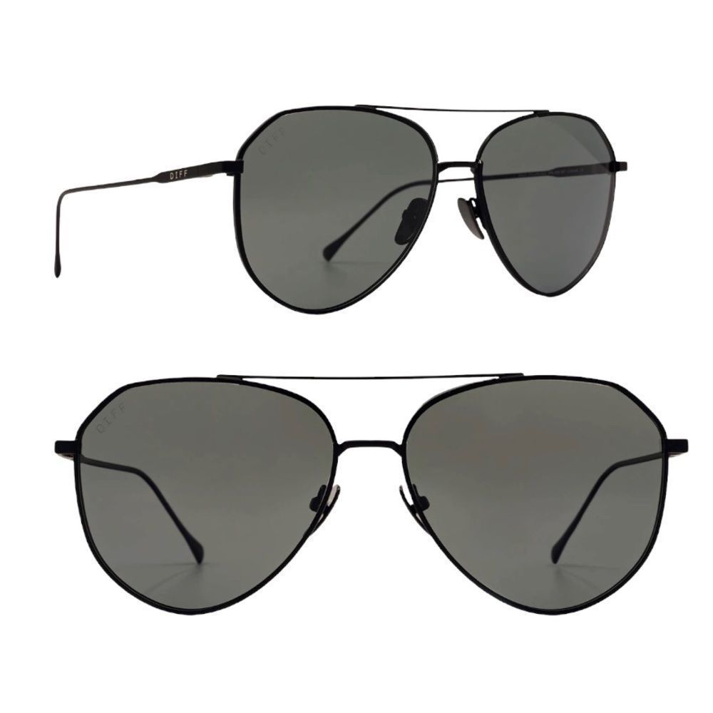 DIFF Eyewear Dash Unisex Black Solid Grey Polarized Sunglasses NEW - Picture 1 of 5